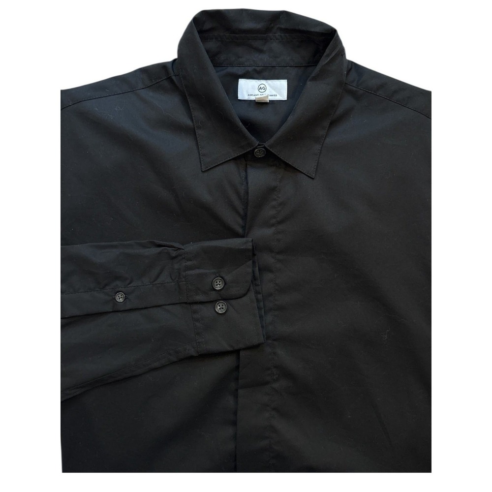 AG‎ Adriano Goldschmied Button Down Shirt Long Sleeve Cotton Black Men's Small